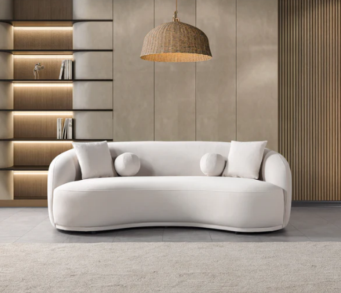Bonita Ivory Velvet Sofa 91