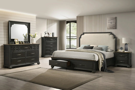 5pcs Hamilton Dark Brown Wood Bedroom Set