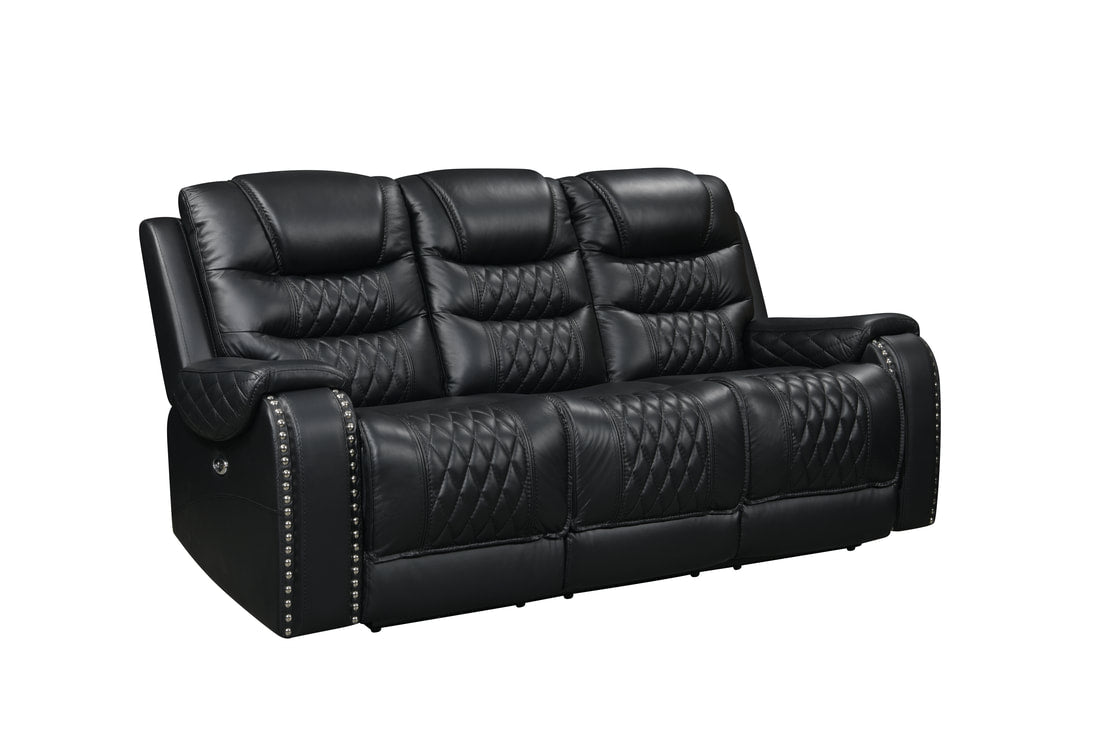 3pcs Harley Black Top Grain Leather Power Reclining Sofa Set