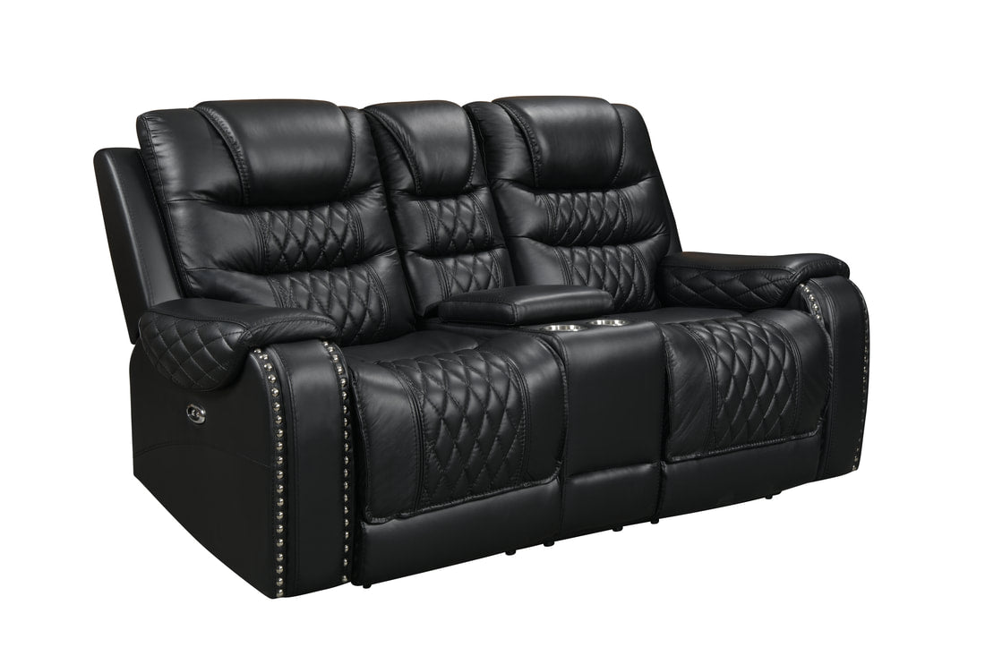 3pcs Harley Black Top Grain Leather Power Reclining Sofa Set