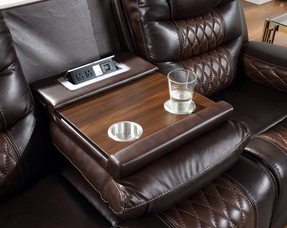 3pcs Harley Brown Top Grain Leather Power Reclining Sofa Set