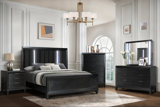 5pcs Havana Black LED Bedroom Set
