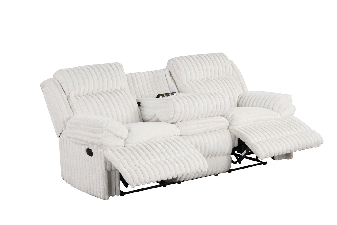 3pcs Heaven White Fabric Reclining Sofa Set