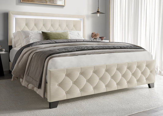 HH260 Beige Platform Bed Frame