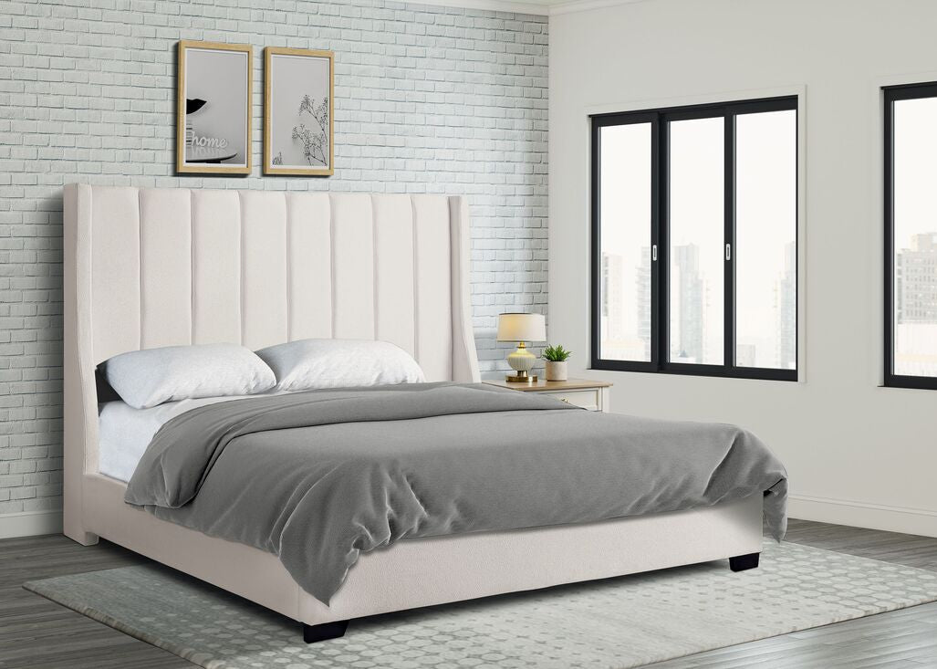HH407 Cream Velvet 6FT Tall Bed Frame
