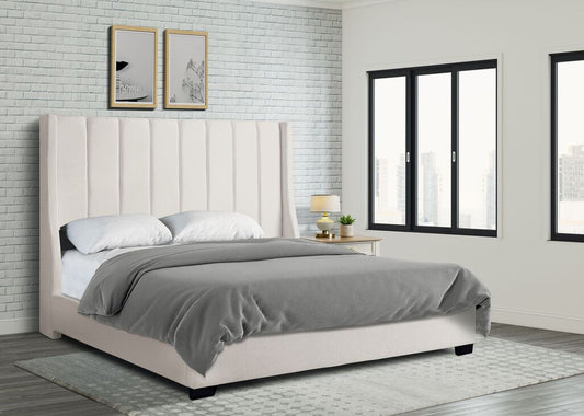 HH407 Cream Velvet 6FT Tall Bed Frame
