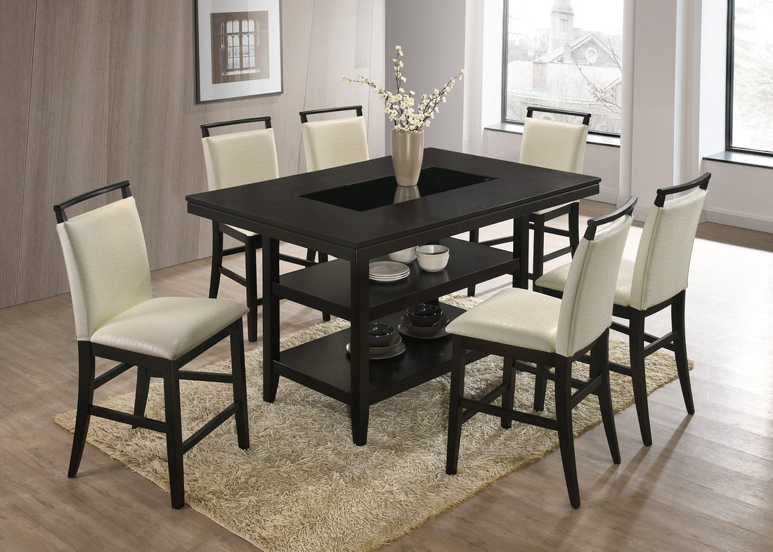 7pcs Tommy White Counter Height Table Dining Set