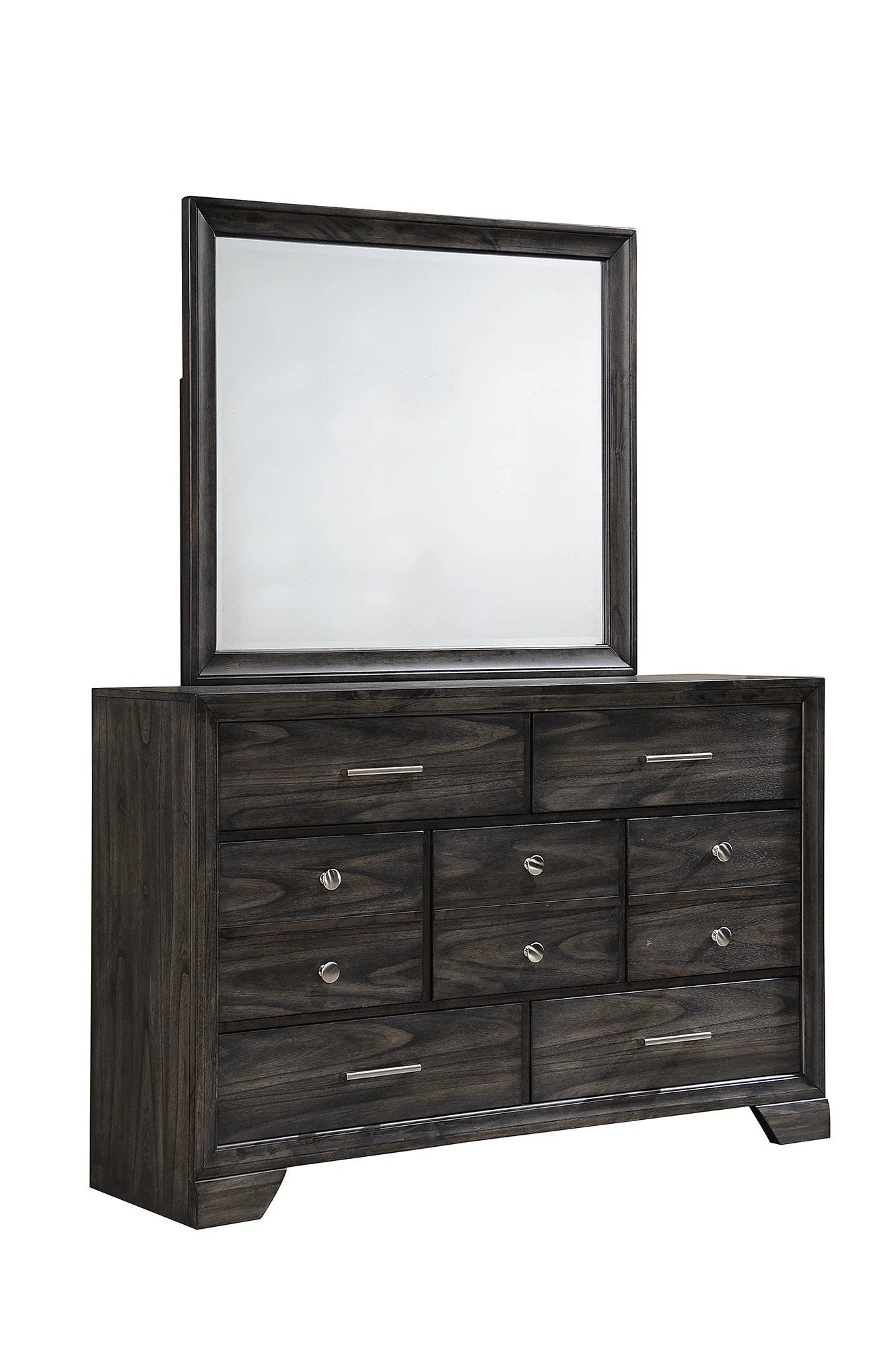 5pcs Jaymes Grey Wood Finish Bedroom Set