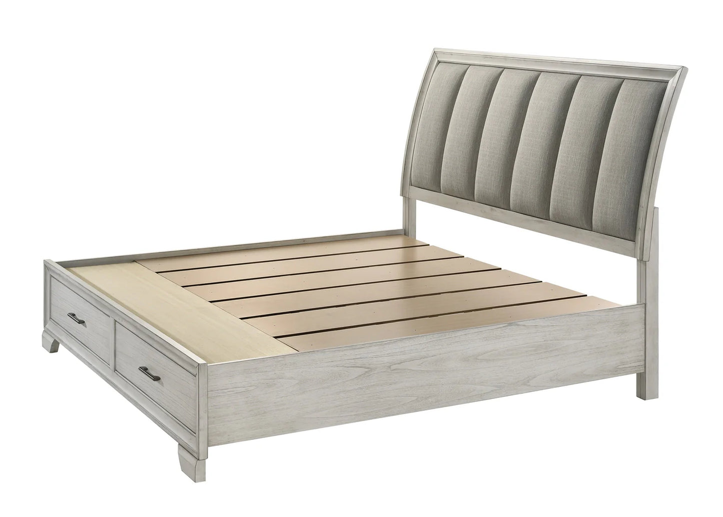 5pcs Jaymes White Mist Wood Finish Bedroom Set