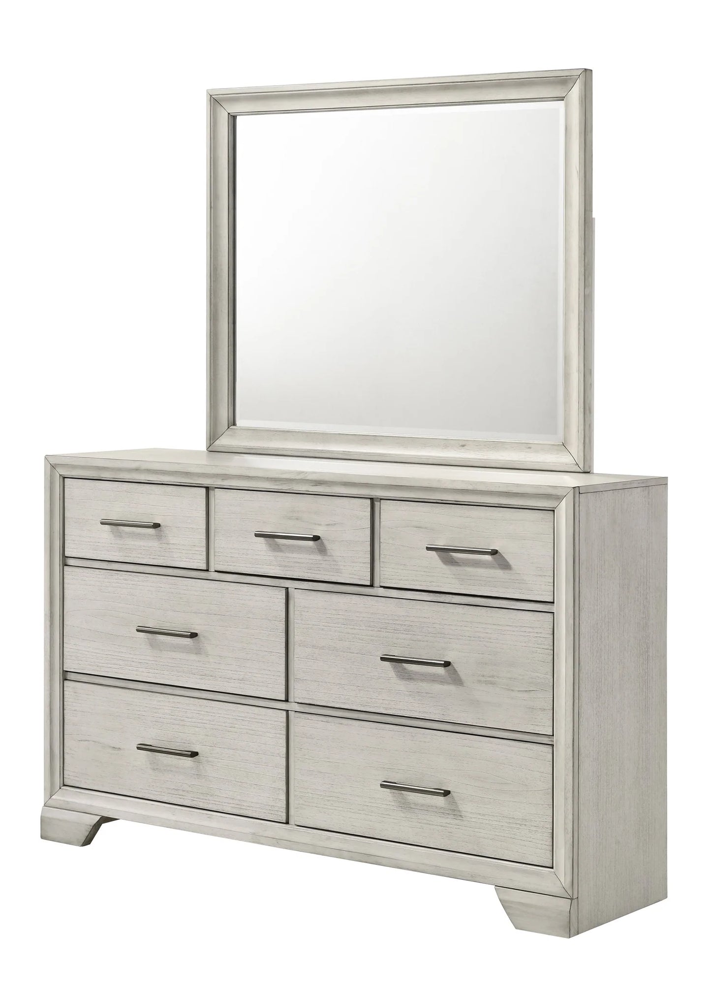 5pcs Jaymes White Mist Wood Finish Bedroom Set