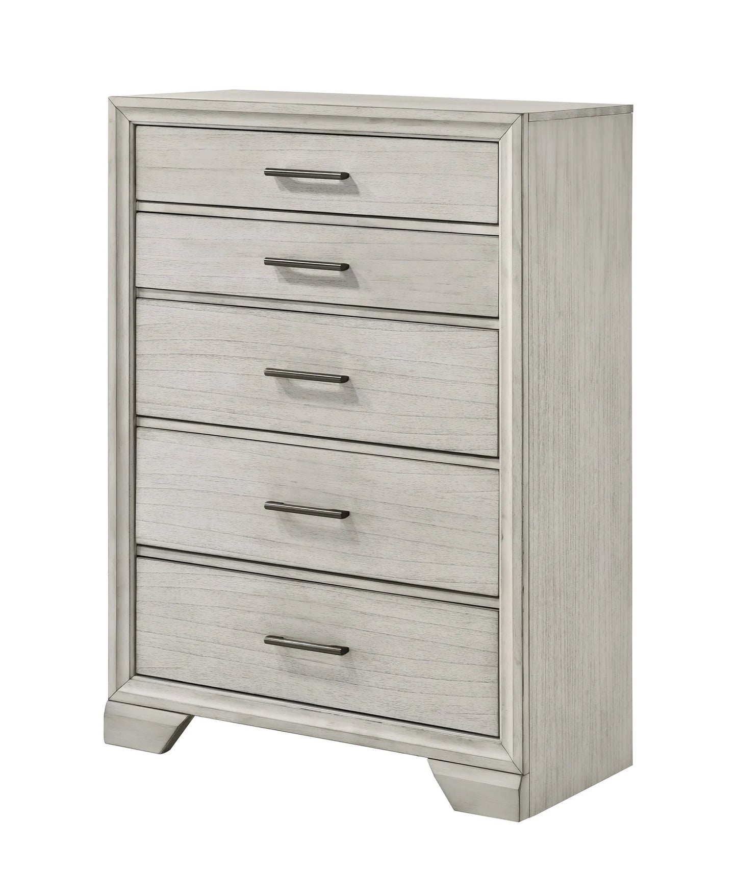 5pcs Jaymes White Mist Wood Finish Bedroom Set
