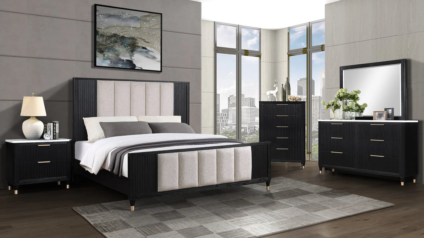 5pcs Kara Black & White Bedroom Set