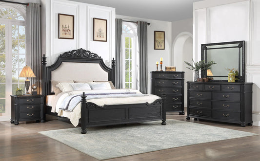 5pcs Kingsbury Espresso Wood Finish Bedroom Set
