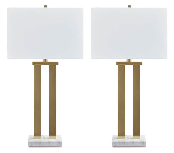 2pcs L204534 Gold & White Finish Lamp Set