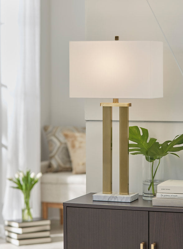 2pcs L204534 Gold & White Finish Lamp Set