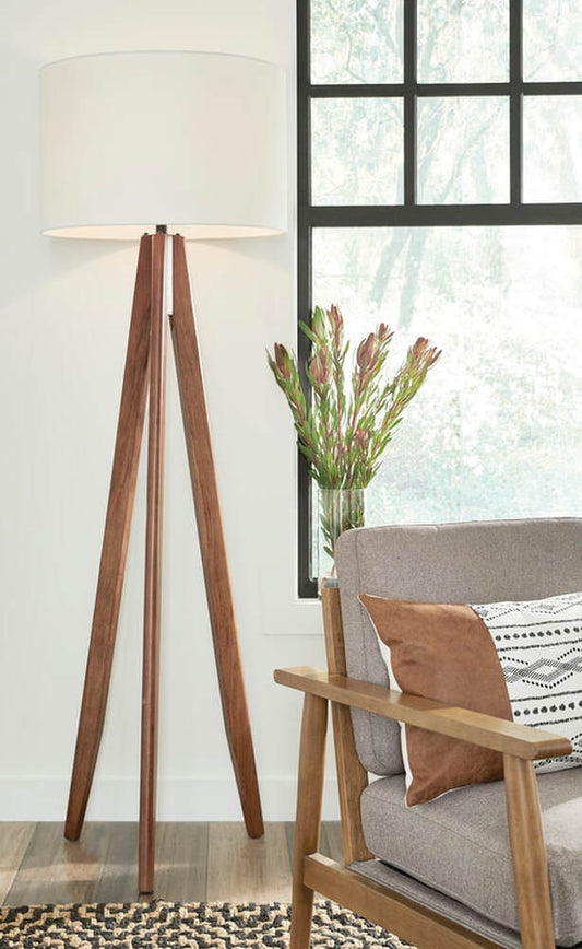 L329011 Brown Wood Floor Lamp