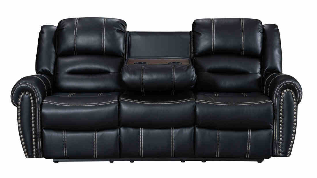 3pcs Lexington Black Leather Gel Reclining Sofa Set