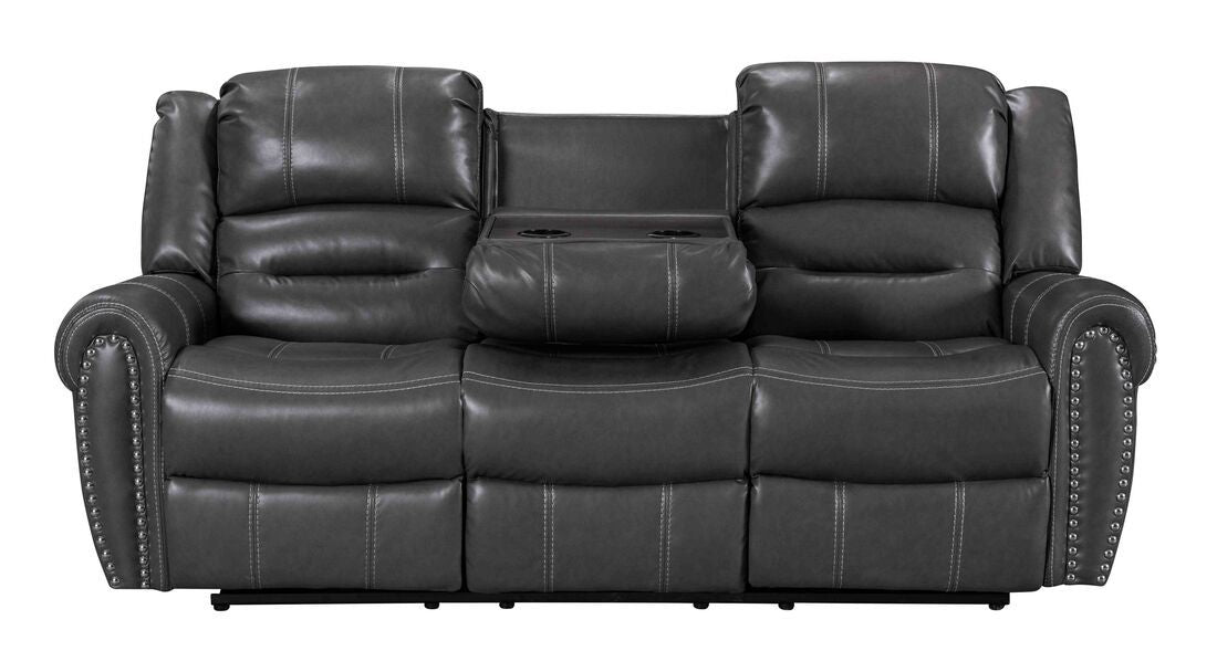 3pcs Lexington Grey Leather Gel Reclining Sofa Set