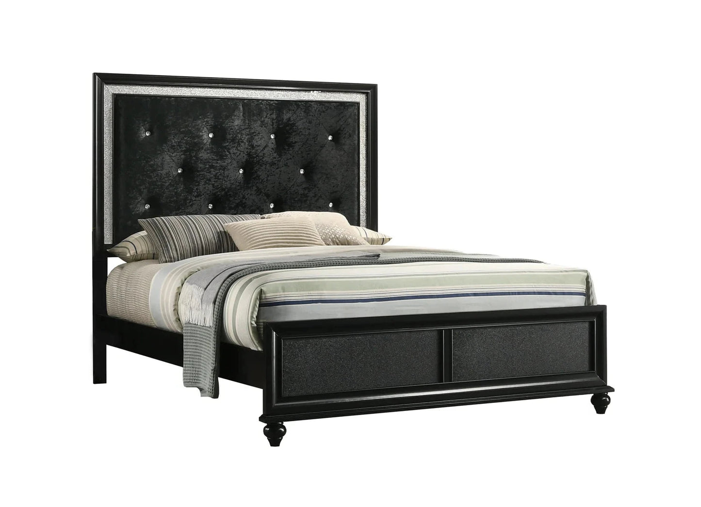 5pcs Lila Black Wood Finish Bedroom Set