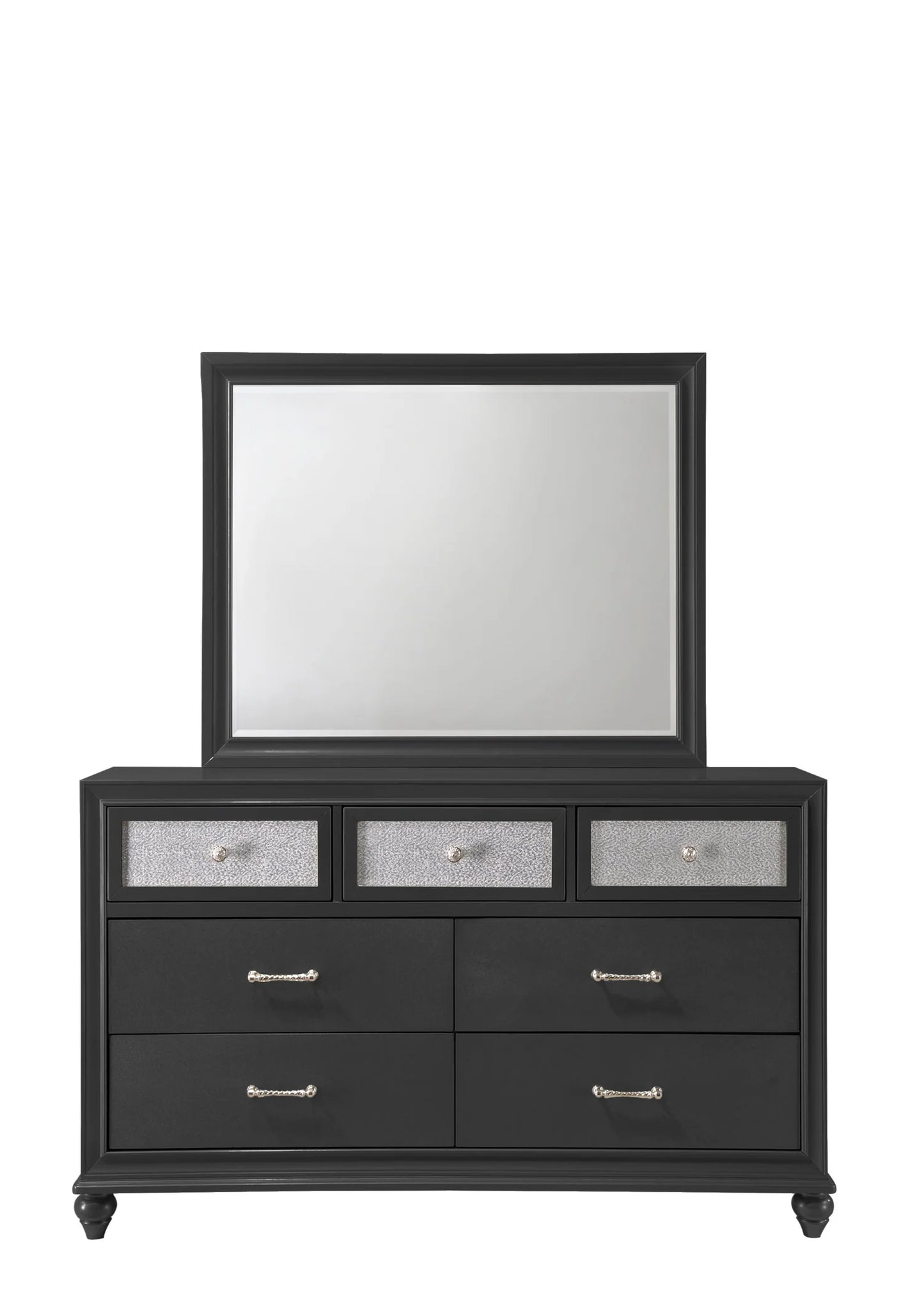 5pcs Lila Black Wood Finish Bedroom Set