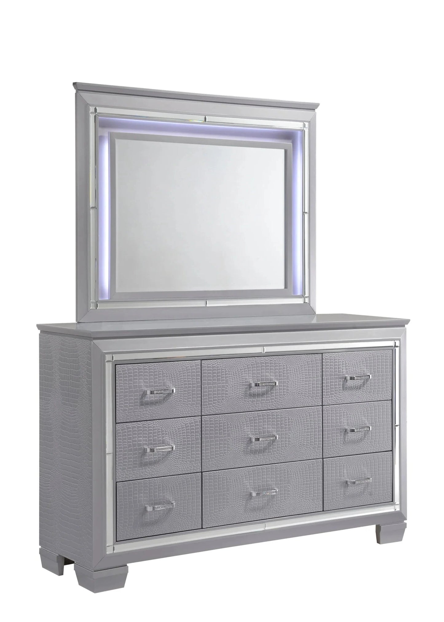 5pcs Lillian Silver LED Bedroom Set
