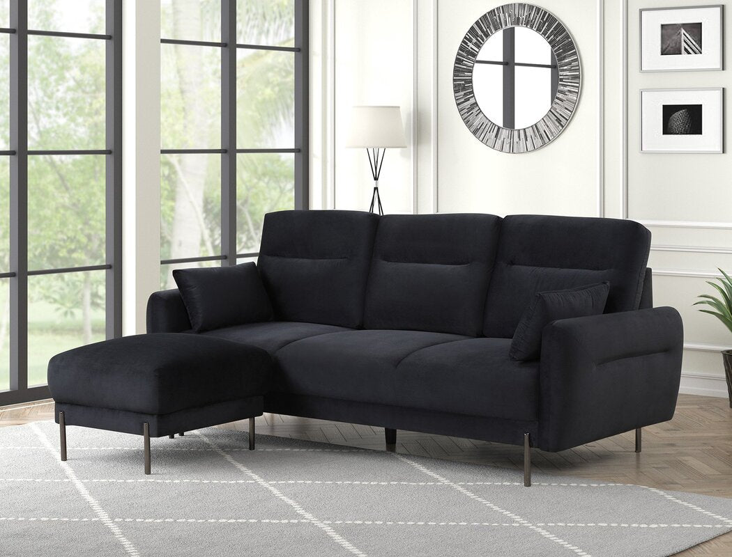 Velvet Sectional with Ottoman (Multiple Colors)