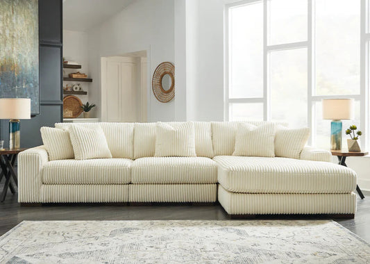 Ashley Lindyn Ivory 3-Piece RAF Chaise Sectional