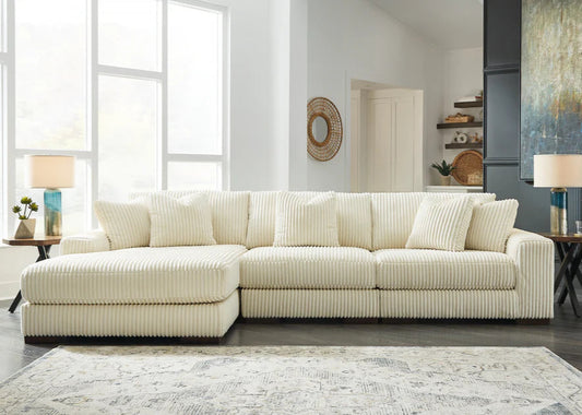 Ashley Lindyn Ivory 3-Piece LAF Chaise Sectional