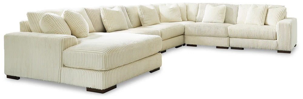 Ashley Lindyn Ivory 6-Piece LAF Chaise Sectional