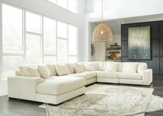 Ashley Lindyn Ivory 6-Piece LAF Chaise Sectional