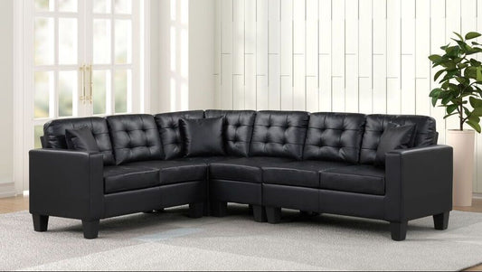 Logan Black PU Leather Sectional