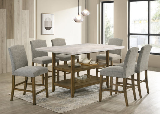 7pcs Lola20 Genuine Marble Top Dining Set