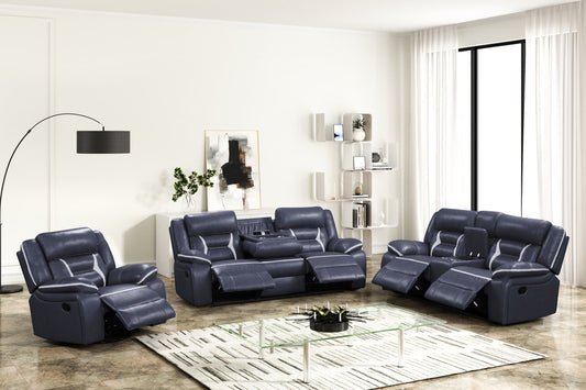 3pcs Luka Blue Palomino Oversized Reclining Set