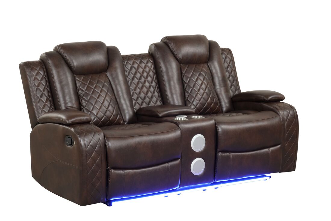 3pcs Luz Brown Leather Gel Reclining Sofa Set