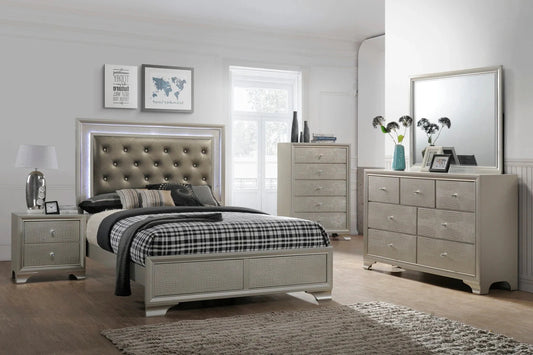5pcs Lyssa Gold LED Bedroom Set