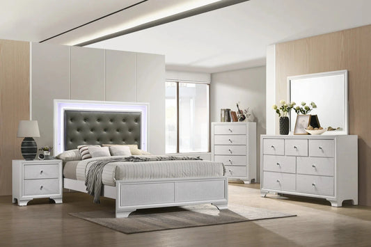 5pcs Lyssa Silver Frost LED Bedroom Set