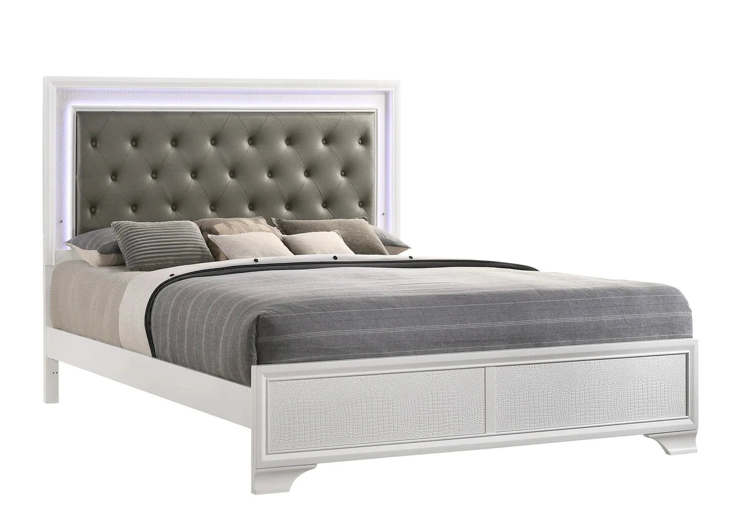 5pcs Lyssa Silver Frost LED Bedroom Set