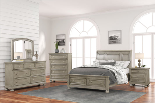 5pcs Magnolia20 Grey Wood Finish Bedroom Set