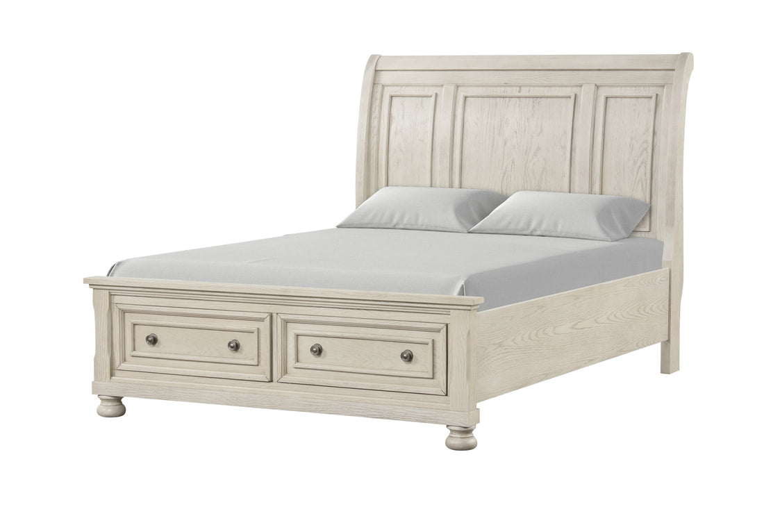 5pcs Magnolia40 White Wood Finish Bedroom Set