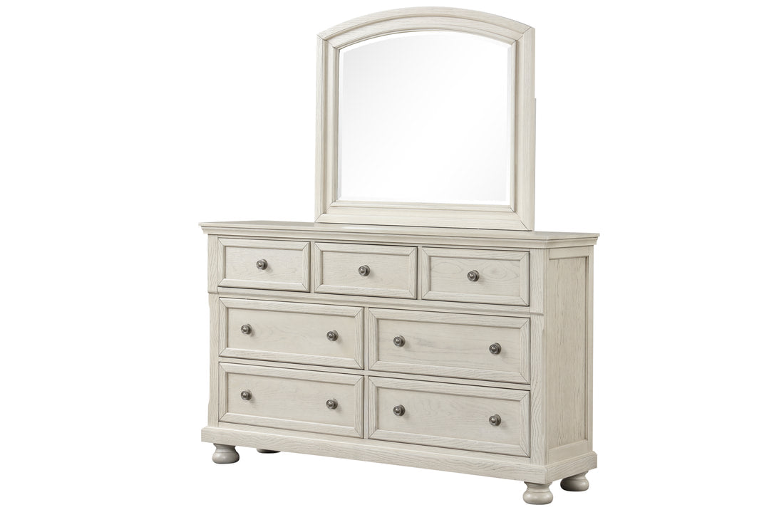 5pcs Magnolia40 White Wood Finish Bedroom Set