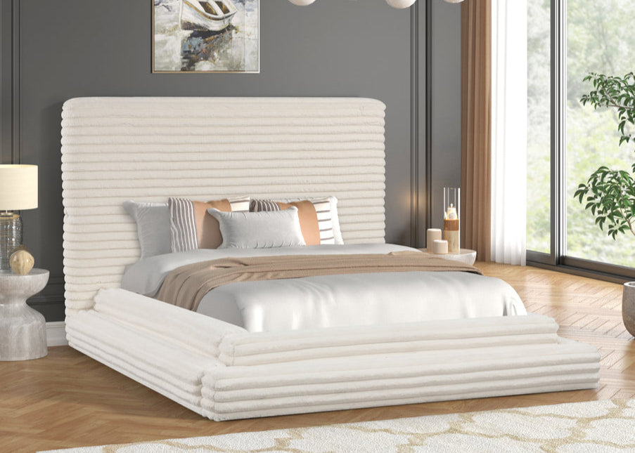 Mariah Beige Fabric Platform Bed