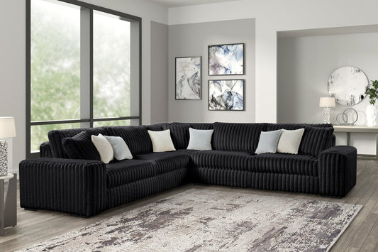 Marshmallow Black Fabric Oversized Sectional