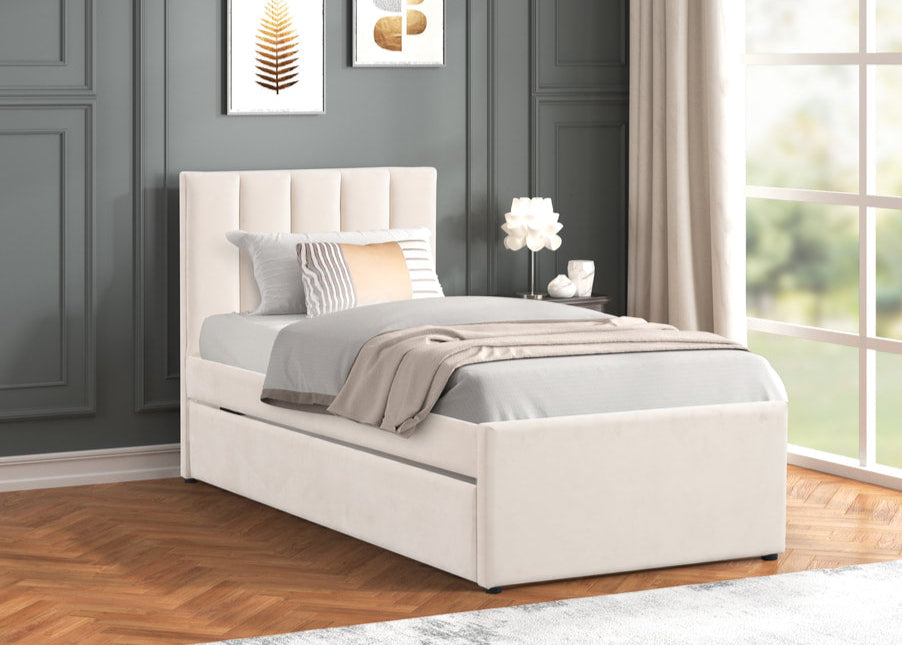 Maya Beige Twin Platform Bed w/ Trundle