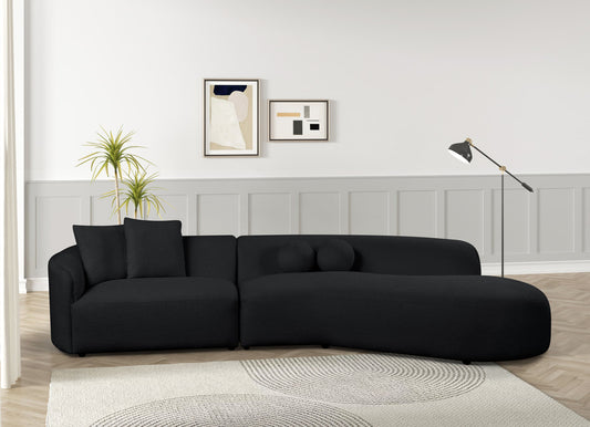 Mia Black Fabric Sectional