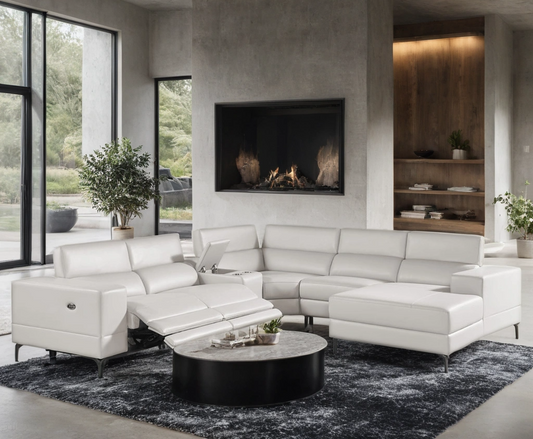 Milano Pearl Leather Power Reclining Sectional