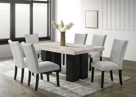 Nola10 Grey Genuine Marble Dining Set