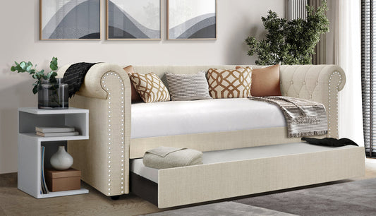Oakmont Beige Linen Daybed with Trundle