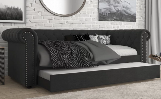 Oakmont Black Linen Daybed with Trundle