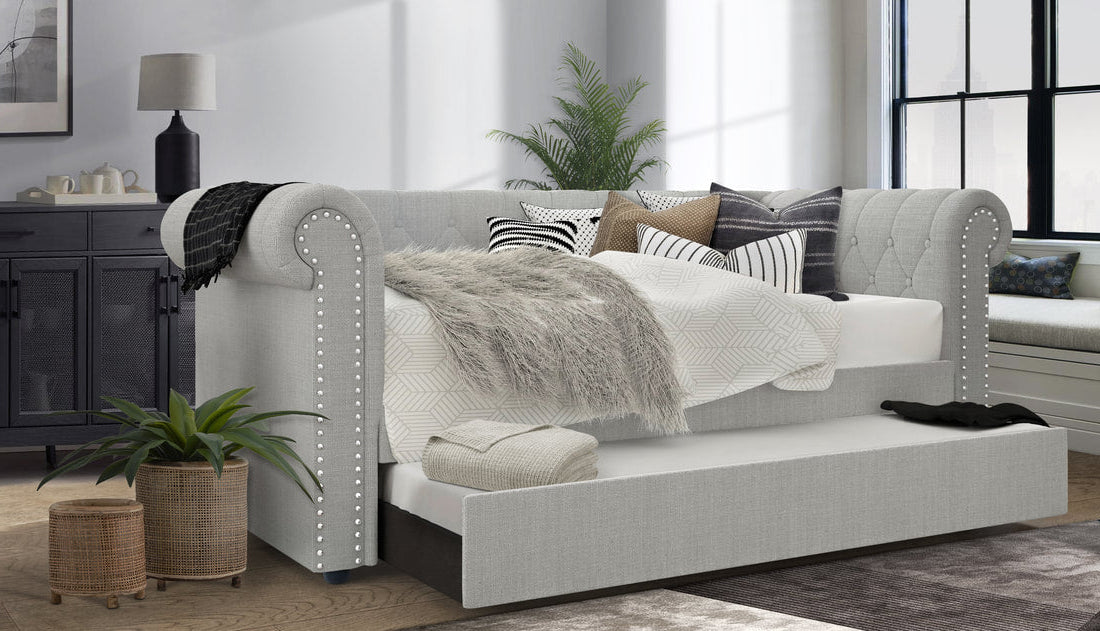Oakmont Grey Linen Daybed with Trundle