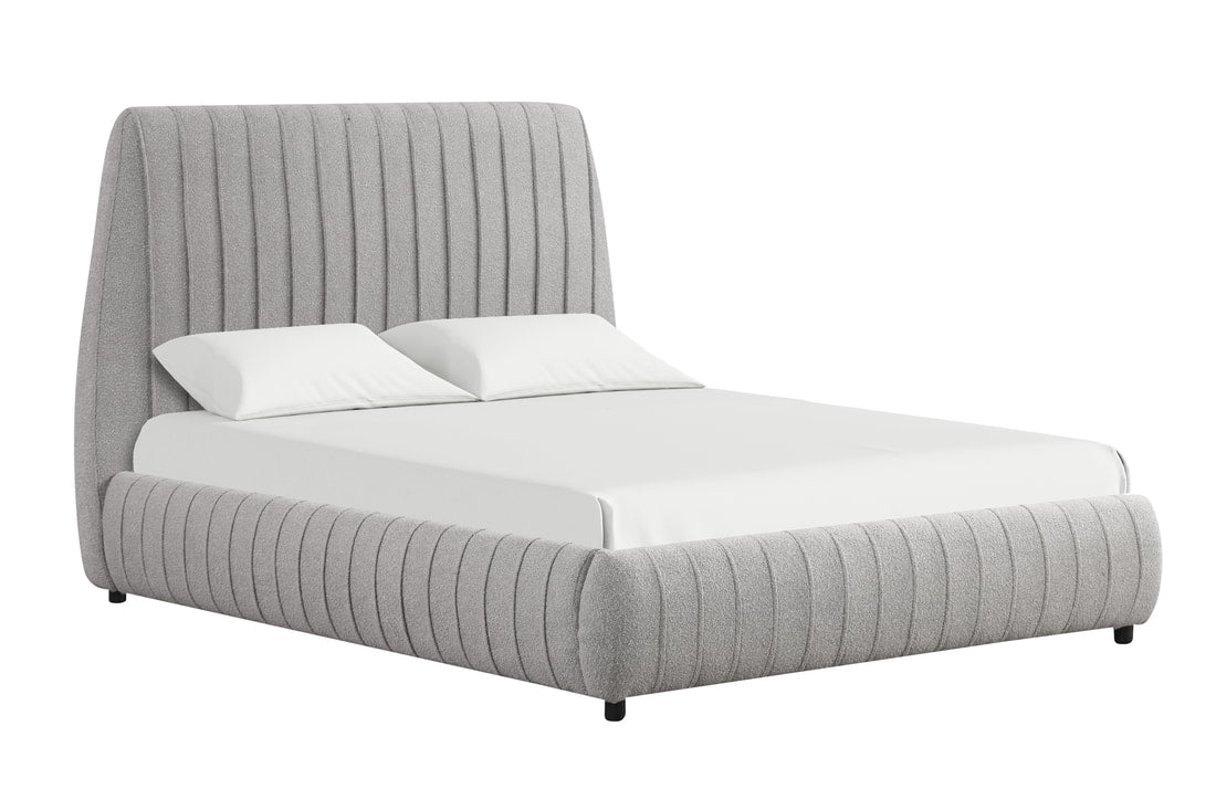Oasis Grey Boucle Fabric Platform Bed